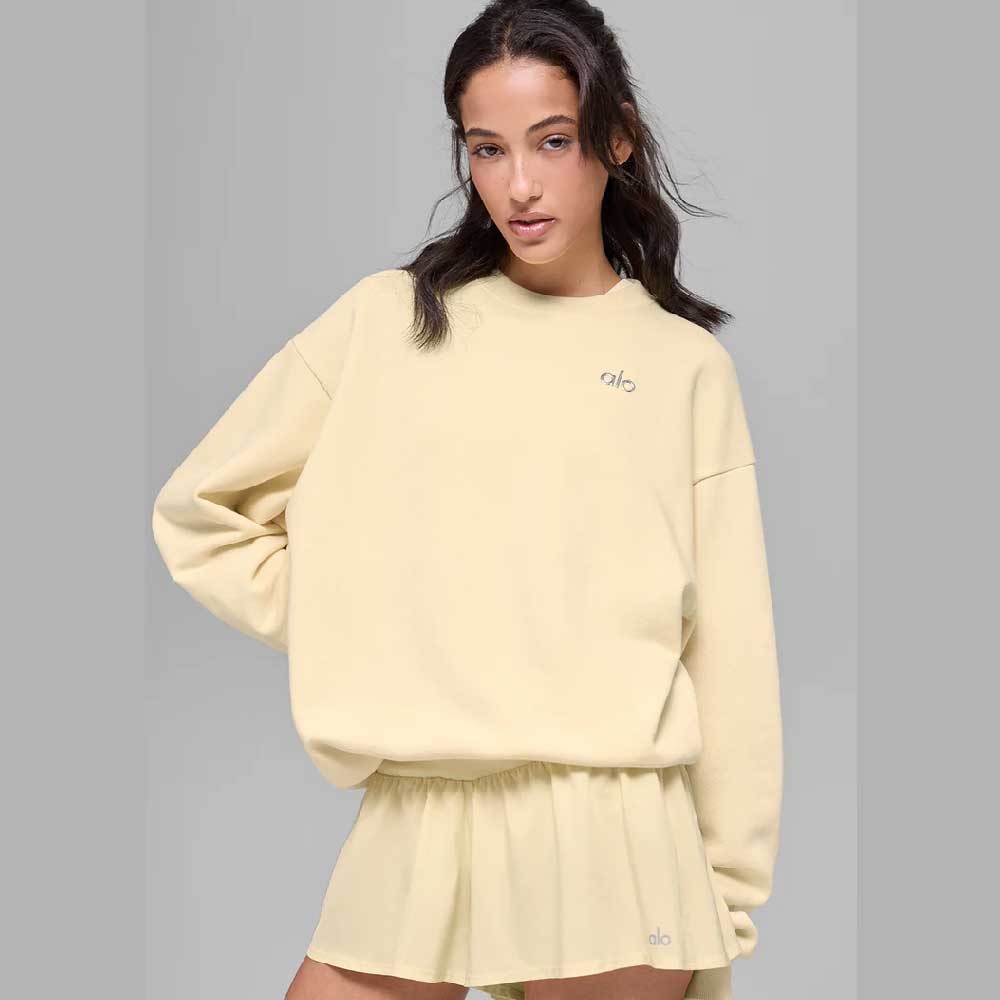 Alo Accolade Crew Neck Pullover NWT Candlelight Yellow